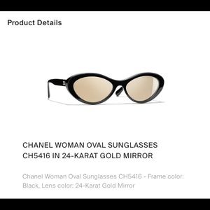 🖤💛$575. Chanel 2020-21 Black W/ 24Kt gold mirror Oval Cat Eye Super Rare New!